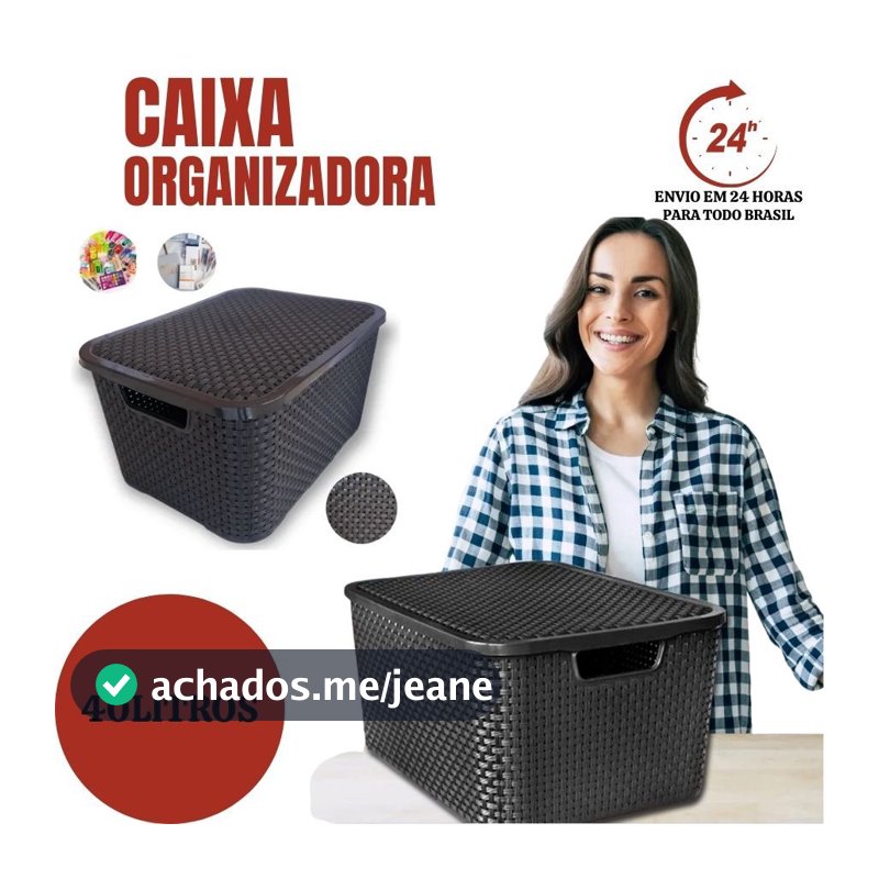 ORGANIZADOR RATTAN C/ TAMPA 40 litros INDUSTRIA
