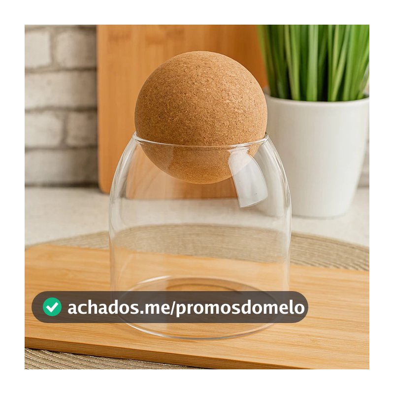 Pote De Vidro  Tampa Esfera De Rolha Cortiça Condimentos Organizador 450ML OU 700ML