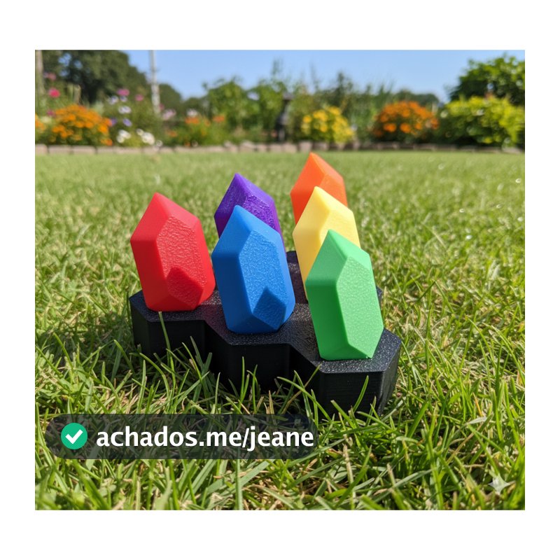 Kit 6 Rupees Zelda + Stand - Decoração Geek em PLA 3D