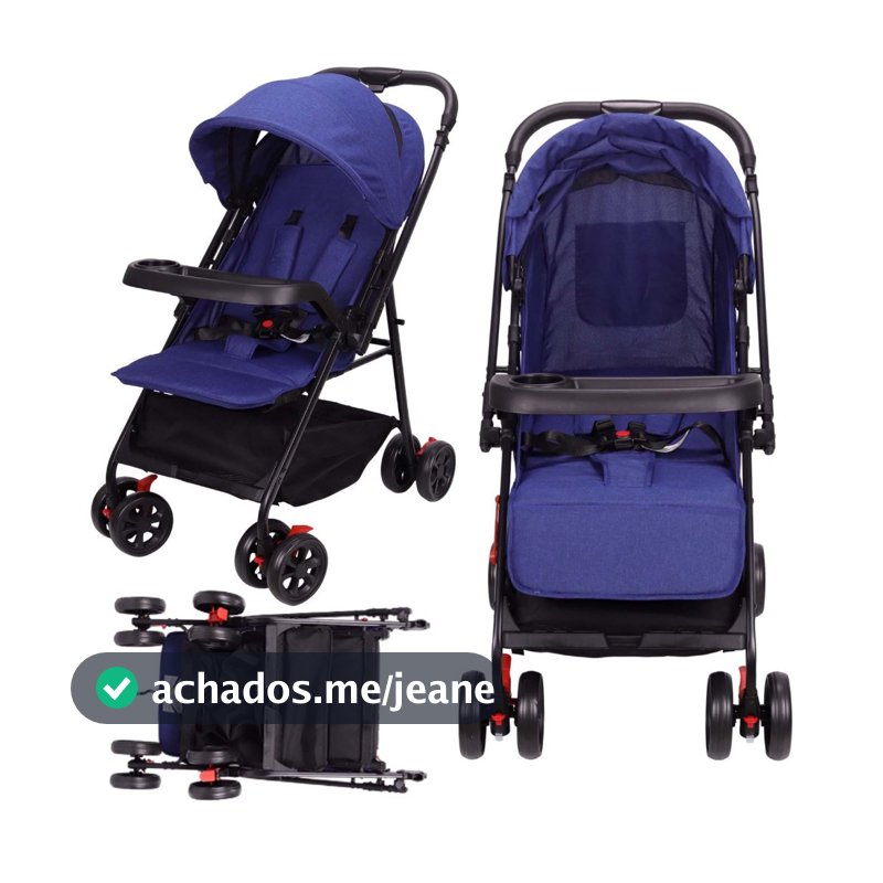 Carrinho de Bebê Guarda-Chuva Reclinável e Dobrável 5 Posições até 20kg com Bandeja Removível e Cabo Reversível