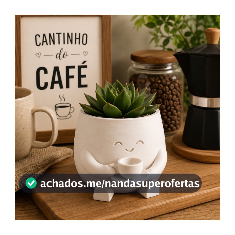 Mini Vasinho Cachepot Para Suculentas Tomando Café Decoração Cantinho Do Café Cozinha Sala
