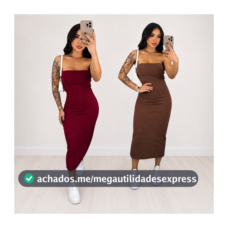 Kit 2 Vestido Feminino Midi Tomara Que Caia Canelado Elegância E Ousadia Unidas Em Uma Peça
