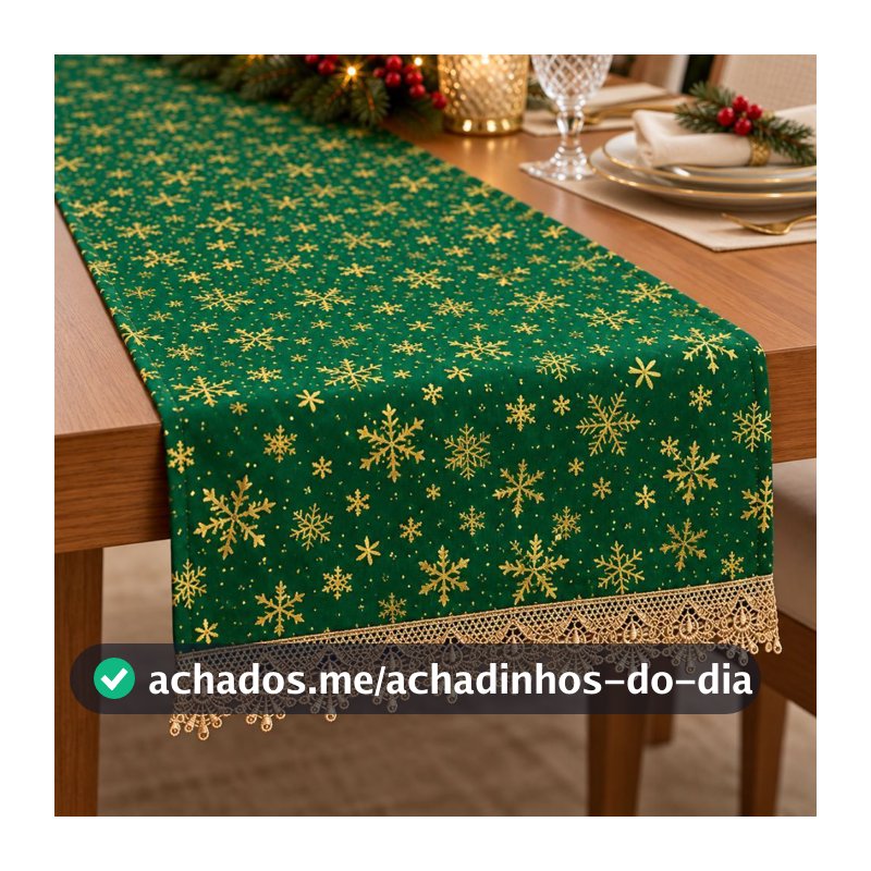 Caminho de Mesa Natalino com Desenho em Relevo e Acabamento em Gripir 2,20m x 0,40m