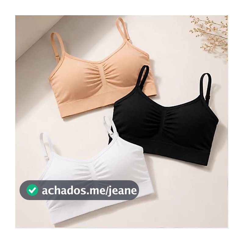 Conjunto 3 Top Sutiã Feminino, top Fitness com Alça e Fecho Ajustável Bojo Removível top feminino