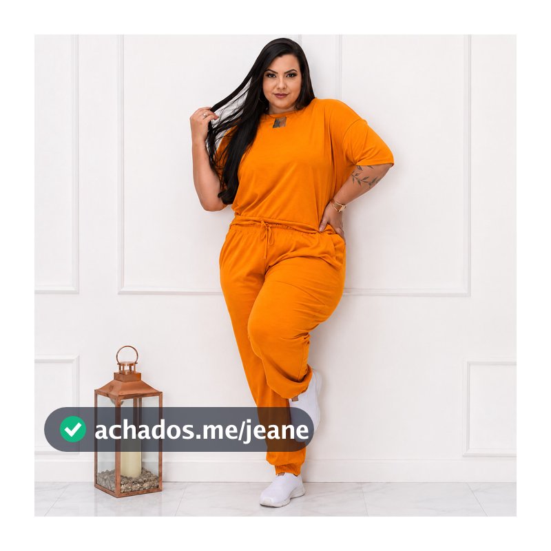 Conjunto Plus Size Feminino 2 Peças Blusa Manga Curta e Calça Jogger