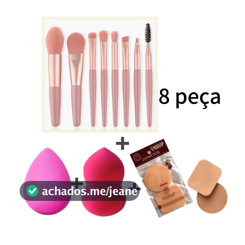 Kit de Pincel 8 + 2 Esponjas + 1 Kit esponja de Pó aleatório