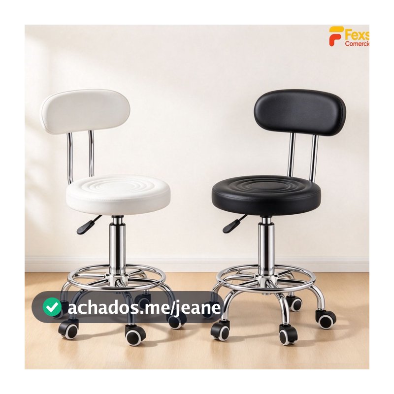 Cadeira Mocho Giratória com Encosto Ergonômica Ajustável para Estética Manicure Massagem Clínica e Tatuagem