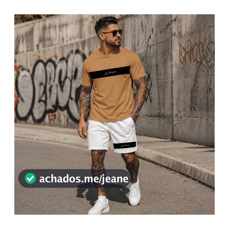 Conjunto Camiseta e Short Faixa Los Angeles Estiloso - Algodão Premium