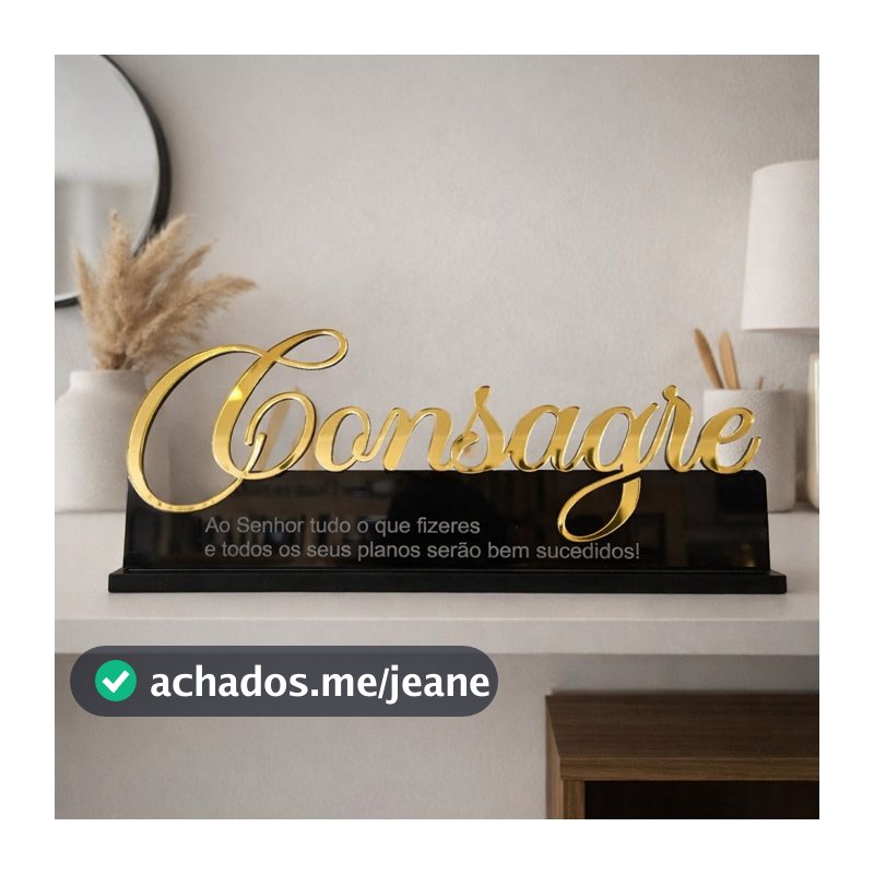 Palavra Consagre Decorativa Em Acrílico Espelhado Decoração Igreja Altar 25x10cm