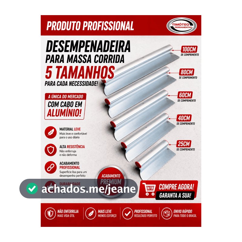 KIT DESEMPENADEIRA DE ALUMINIO PARA MASSA CORRIDA