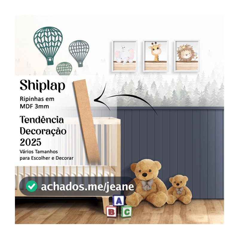 Kits 5, 10 e 15 Ripas Ripado Decorativo Shiplap retangular em MDF Cru 3mm - Ripinhas Tendência 2026