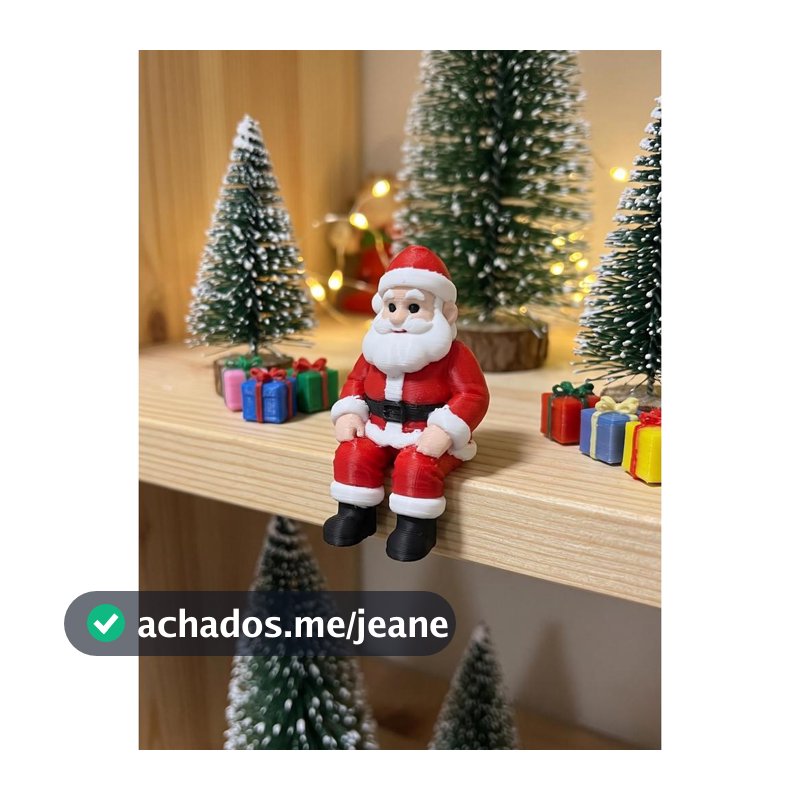 Mini Papai Noel Sentadinho Decorativo 4,5cm – Enfeite de Natal Miniatura para Monitor, TV e Prateleira