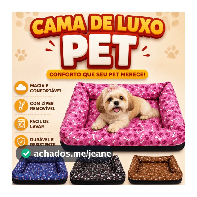 Cam de Luxo Caminha Cama Pet com Zíper para Cachorro Gato Grande, Médio e Pequeno