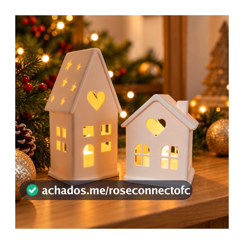 Vila Natalina Kit 2 Casinhas Iluminadas com LED Decoração de Natal