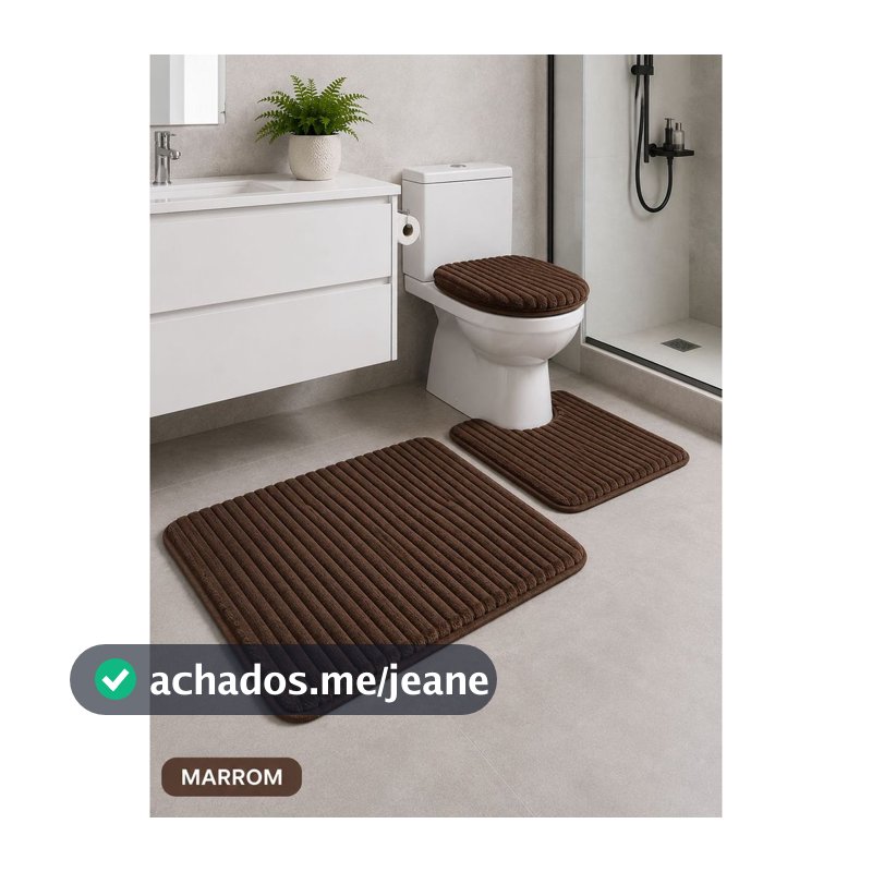 Tapete para Banheiro Canelado kit com 3 peças Antiderrapante Super Soft  Peças Algodão e Pelúcia