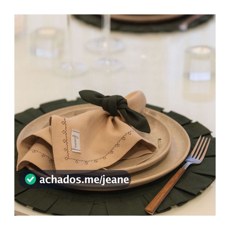 Kit Jogo Americano Mesa Posta Redondo 4 Lugares à Mesa completo Verde Musgo Lançamento tendencia elegante