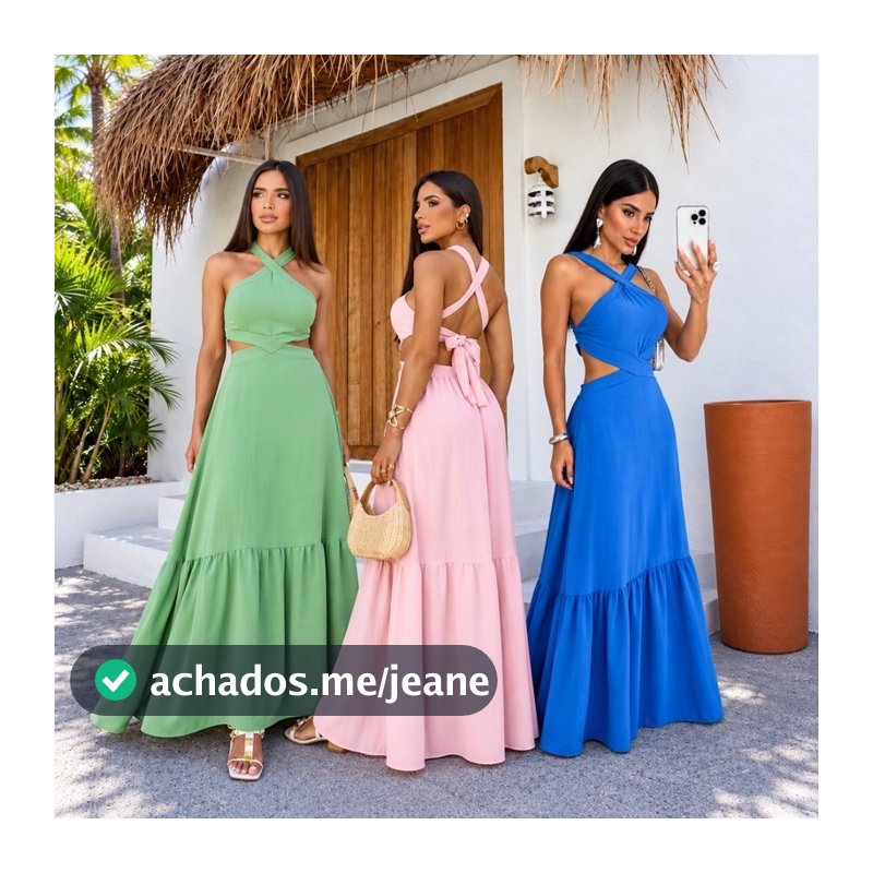 Vestido Feminino Longo Frente Única Amarra na Costa DUNA