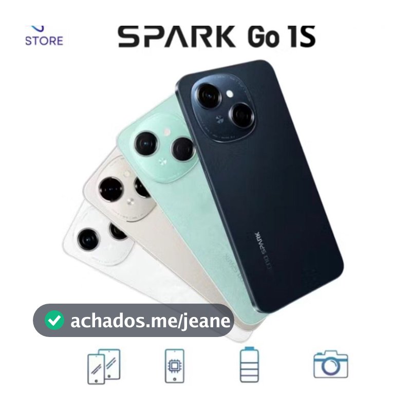 Tecno Spark Go 1S 4G 6,67 5000mAh 90HZ IP54 smartphone Novo e original Versão Global - 64Gb