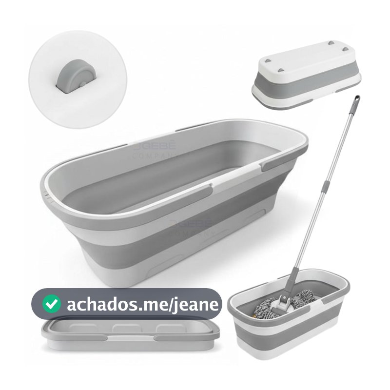 Balde Multiuso Dobrável Retrátil  Retangular Silicone Com Rodinhas