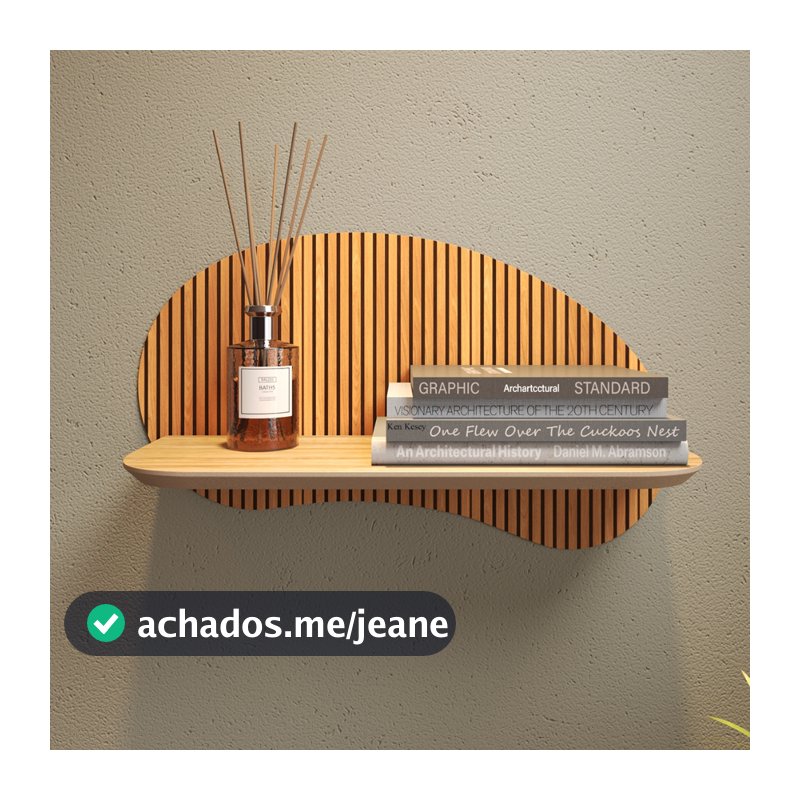 Prateleira Orgânica 38cm Mesa de Cabeceira P/ Parede Quarto Organizador Design Moderno Nicho Orgânico Suspensa Mod:Lima