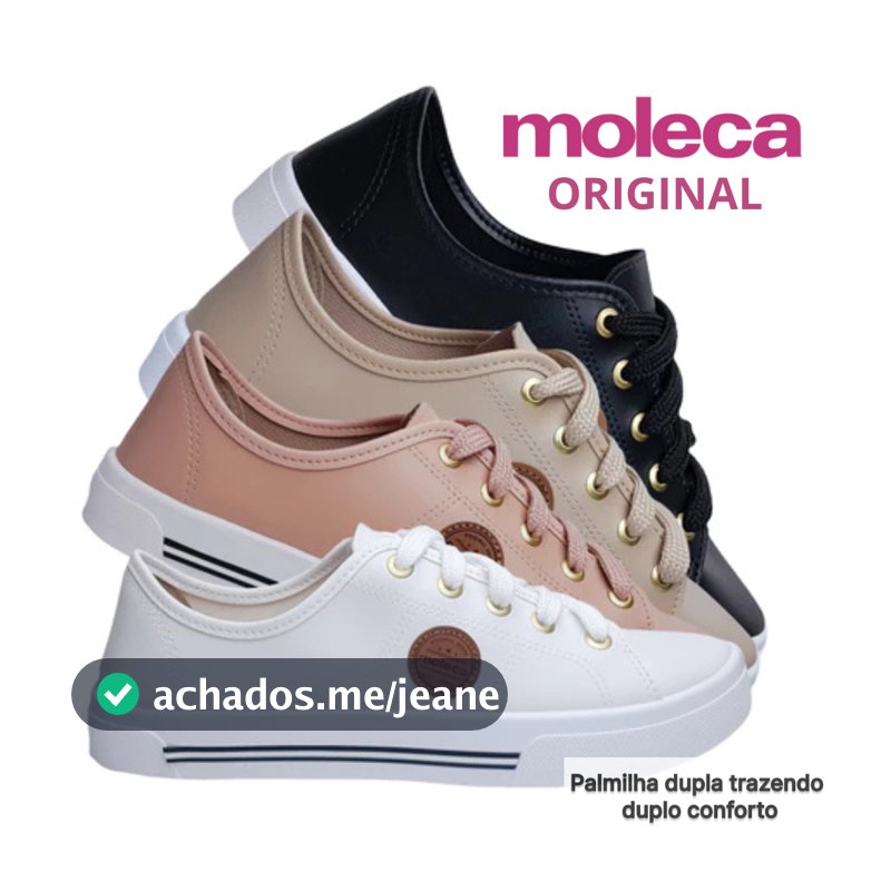Tênis Casual Feminino Moleca Original Napa Envio Imediato Branco Preto