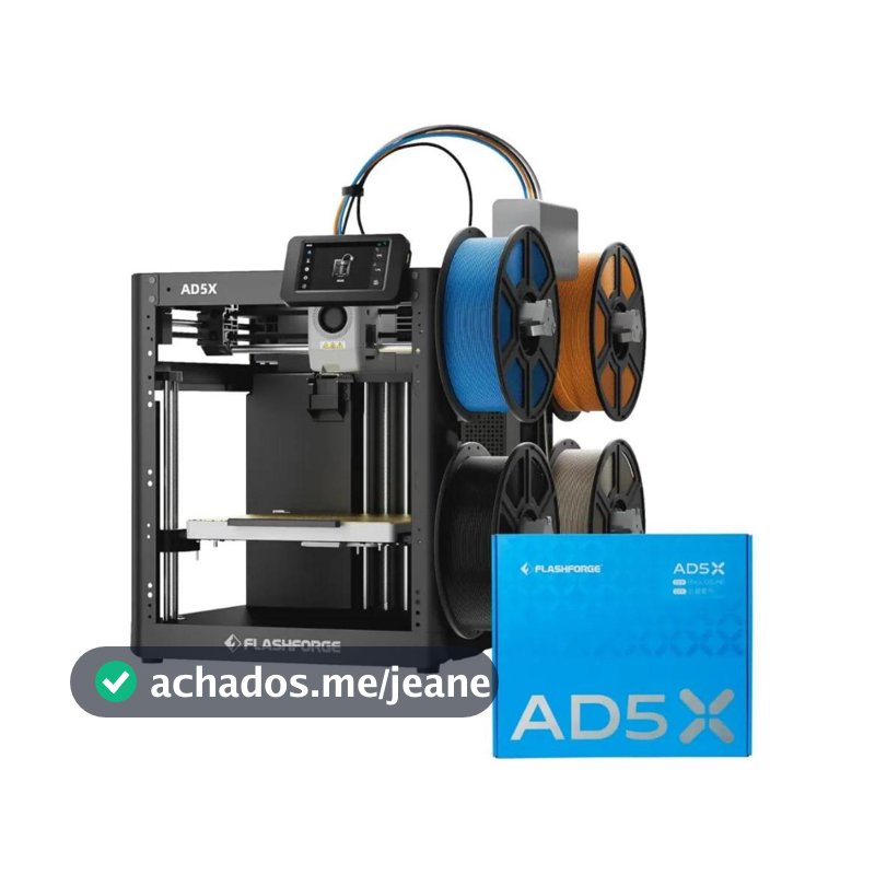 Impressora 3D multicolorida FlashForge AD5x Core XY 600mm/s 127V e 220V Comutável+ Kit de Fechamento
