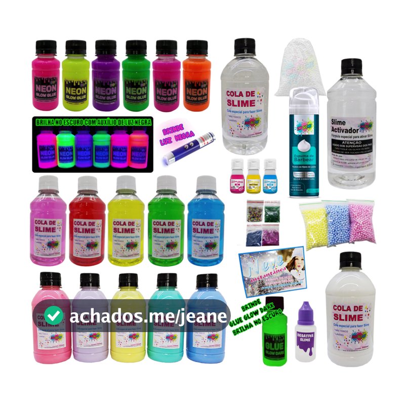 Kit Super Completo Para Fazer Slime Colas Neon  Coloridas e clear