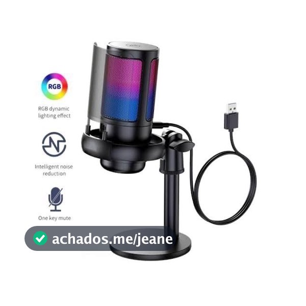 Microfone Gamer Condensador Podcast Alta Sensibilidade Rgb  - Microfones e Gravadores
