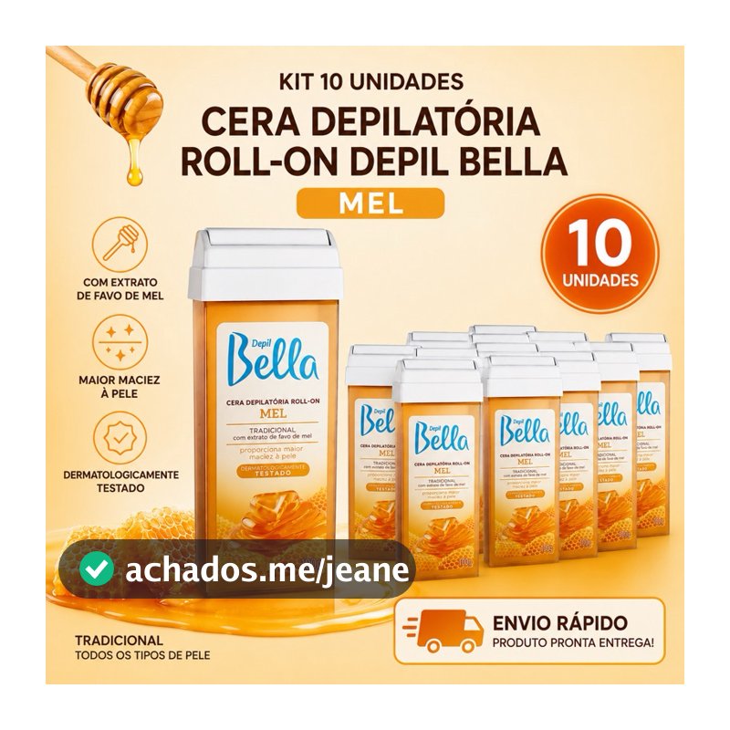 Kit 10 Ceras Depilatórias Roll-On Mel Depil Bella 100g