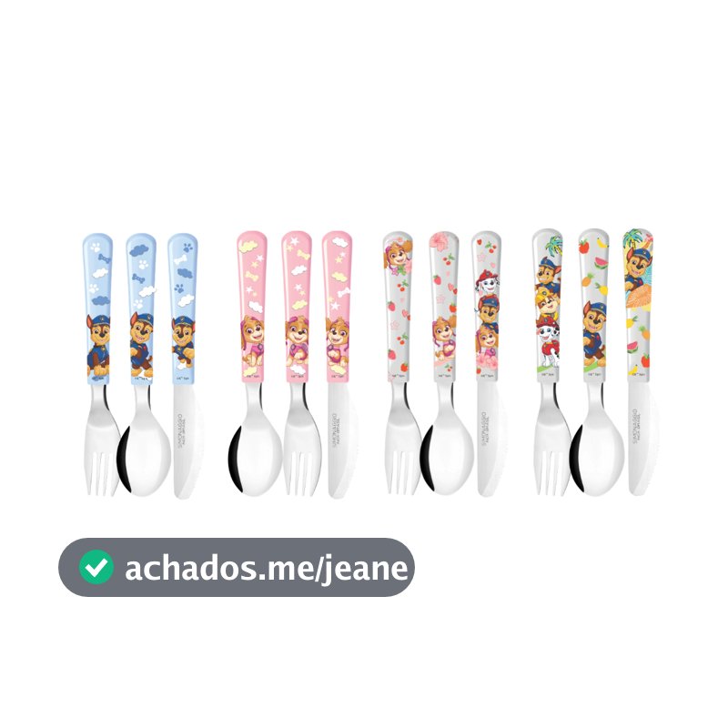 Jogo de Talheres Infantil Patrulha Canina 3 Peças | Inox