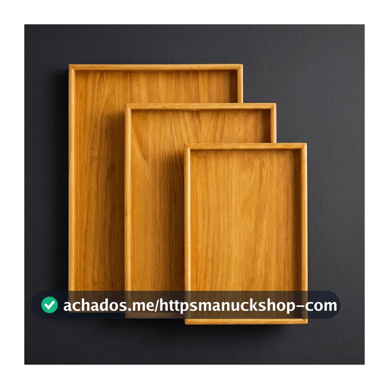 Kit 3 Bandejas de Bambu Retangular Café da Manhã Petisqueira Decorativa Multiuso Cozinha
