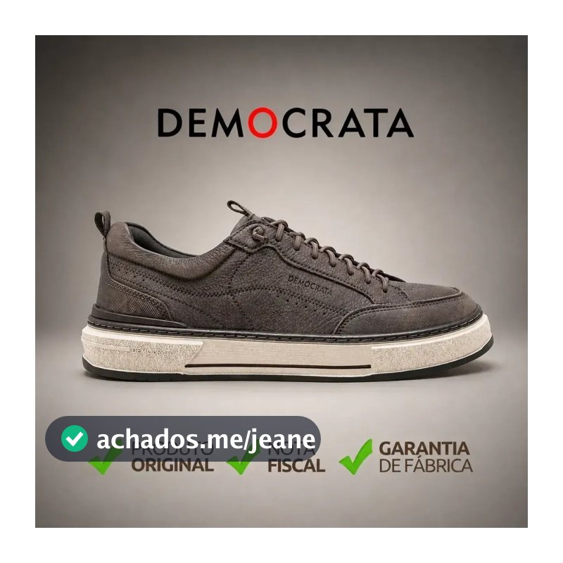 Sapatênis Democrata Denim Foster Couro Legítimo Calce Fácil Original Casual