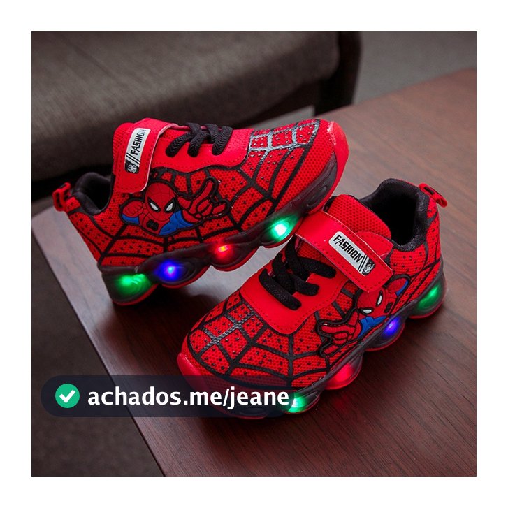Tênis infantil Homem-Aranha Calçados infantis LED Meninos Meninas  bebê sapato infantil Leve e macio