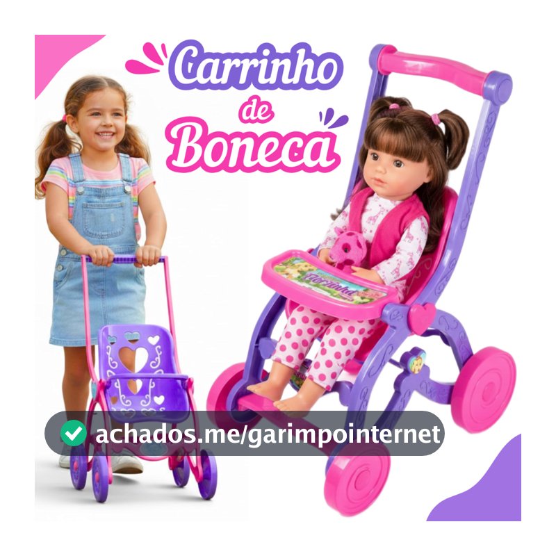 Carrinho De Boneca Bebê Reborn Cesto Brinquedo Menina Desmontável