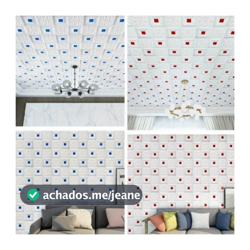 Kit-10pcs Placa Painel 70x70 cm Espessura 3mm Parede e Teto Espuma AutoAdesivo Impermeável Clássico