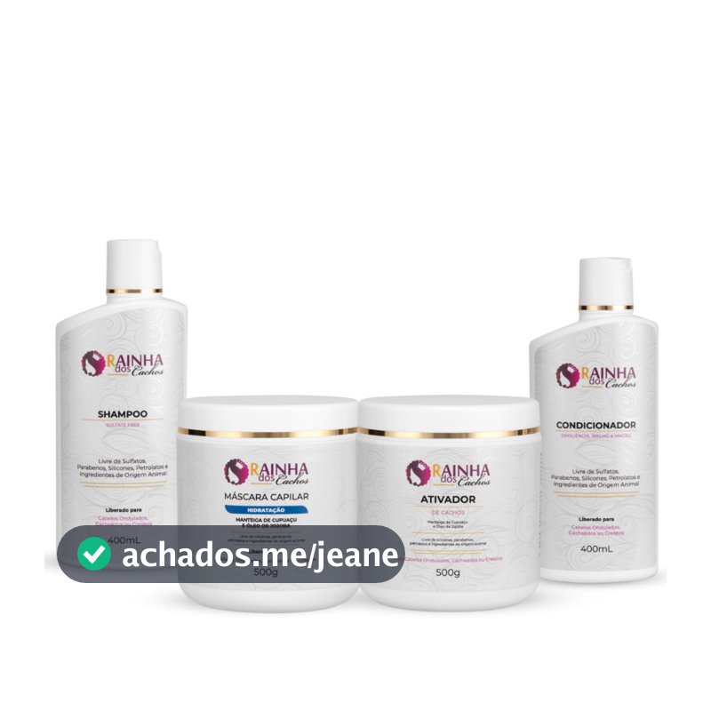 Kit para cabelos cacheados ou crespos com 4 produtos