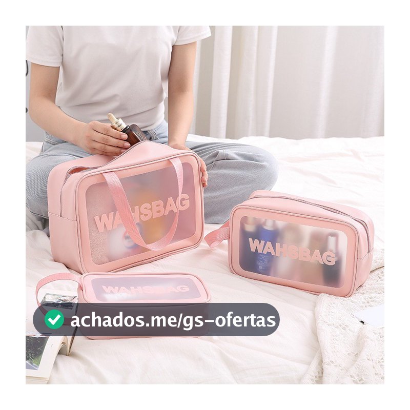 Kit 3 Necessaire Maquiagem Transparente WashBag A Prova De Água  332