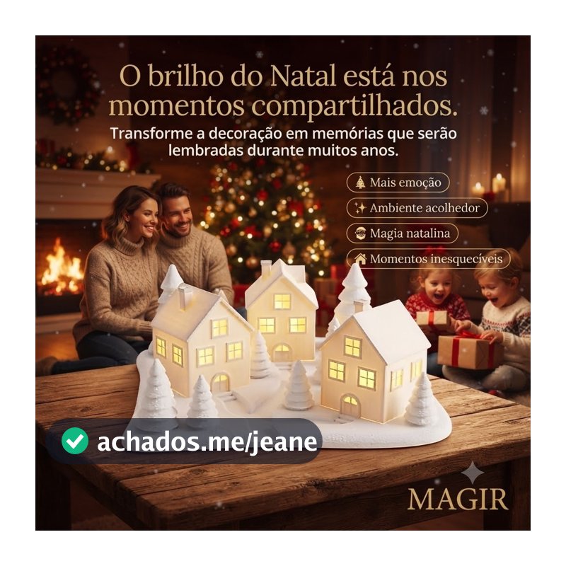 Cidade Natalina Iluminada Enfeite Decoração Sala  Arvore De Natal Gorro Papai Noel Guirlanda Present