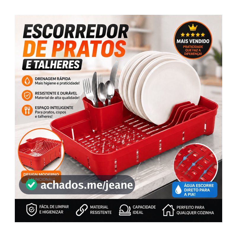 Escorredor de Louças Com Porta Talhares Pratos Copos|Organizador de Pratos Compacto p/ Pia Multiuso
