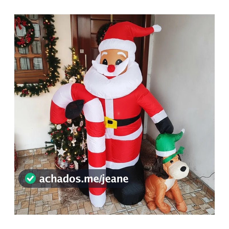 Papai Noel Gigante Boneco Inflável 2m Enfeite Natal Decoração Varanda Jardim Casa
