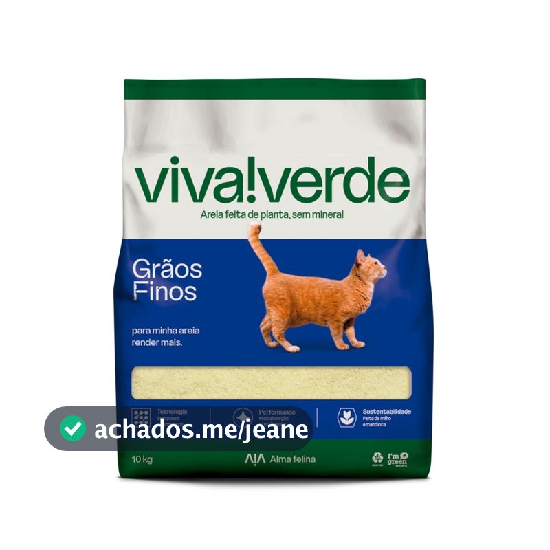 Areia Higiênica Petfive Viva! Verde Grãos Finos Gatos 10Kg
