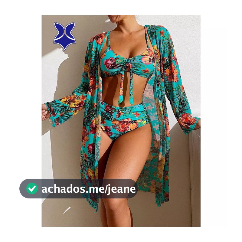 2026 novo estilo Sexy biquíni gaze conjunto de três peças reunindo Split impresso maiô feminino