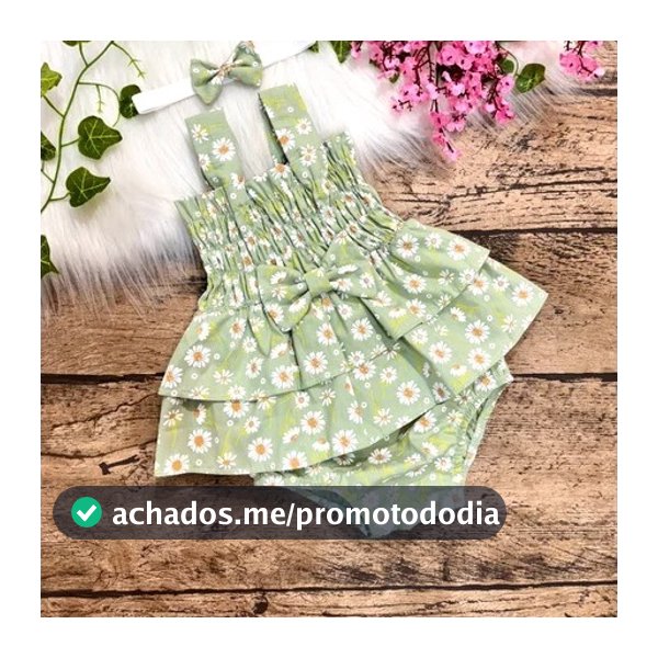 Body Vestido Bebe Menina 100% algodão tiara Tamanho 4 a 16 meses