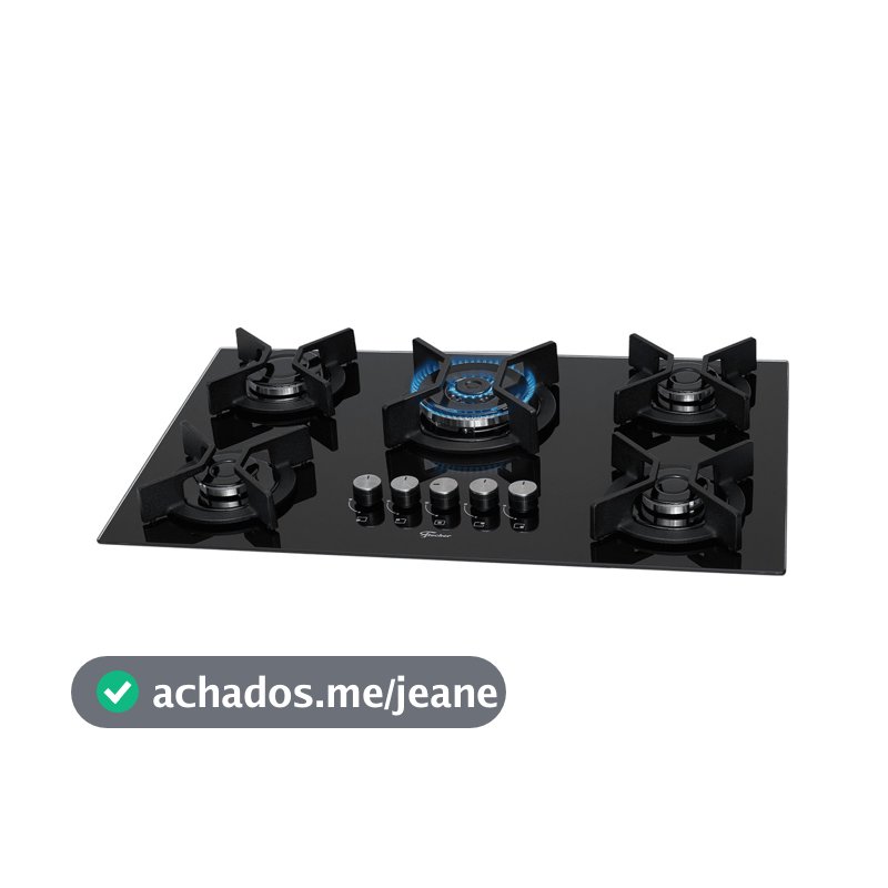 Cooktop Fischer 5 Bocas Tripla Chama Infinity, Trempe de Ferro Fundido, Mesa de Vidro - Bivolt
