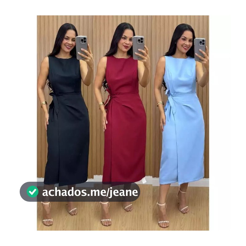 Vestido Feminino Alfaiataria Premium Midi com Amarração Lateral Elegante | PMG GG Moda 2026