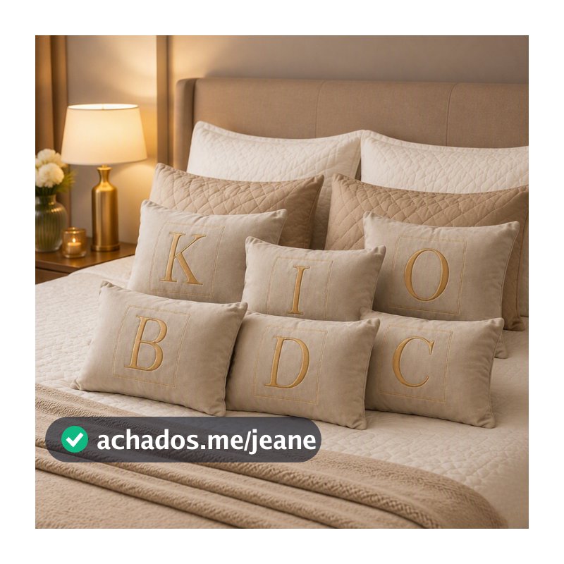 Almofada Personalizada Inicial Bordada Baguete Decorativa 30x50