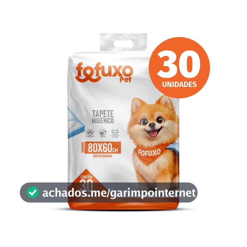 Tapete Higiênico Slim Fofuxo 30 Unidades 80cm x 60cm | Cães Todos os Portes Fralda Pet Xixi