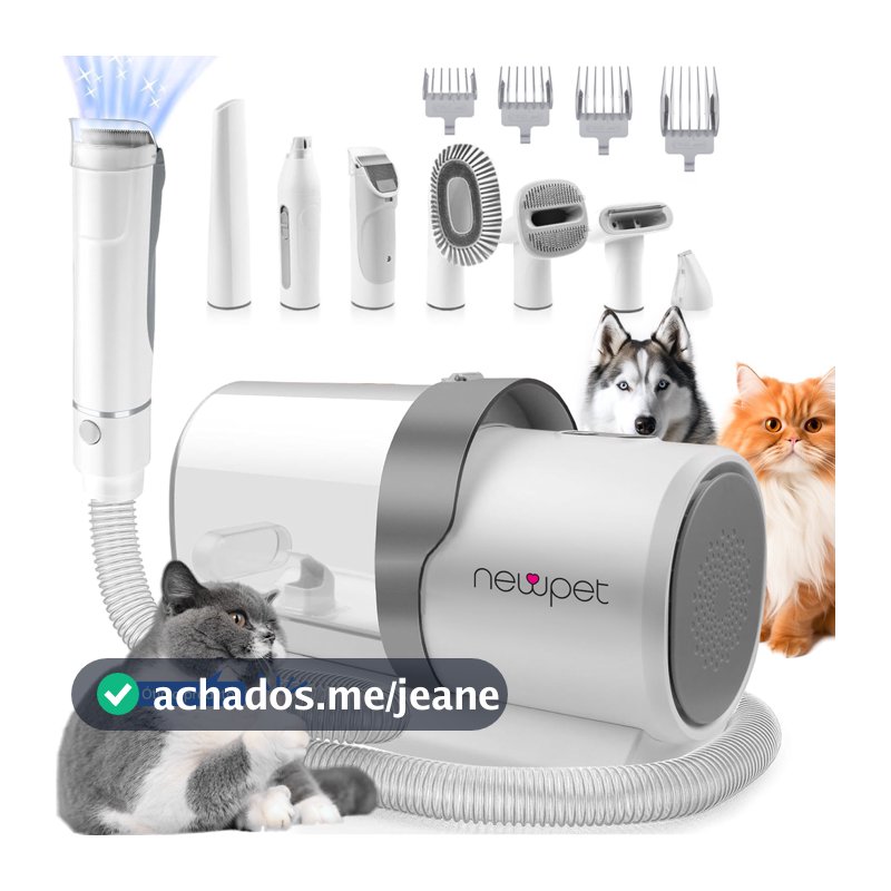 Newpet Kit de cuidados para cães aspirador de pó 7 em 1 com cortador de unhas para animais 130/220V