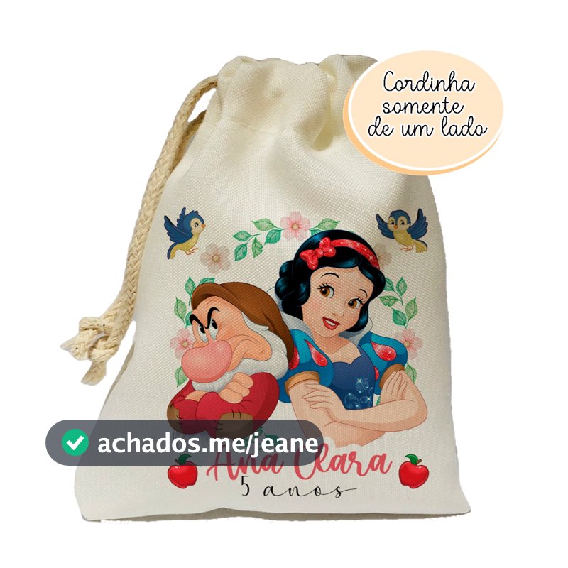 Saquinho Branca de Neve Personalizado com Nome e Idade