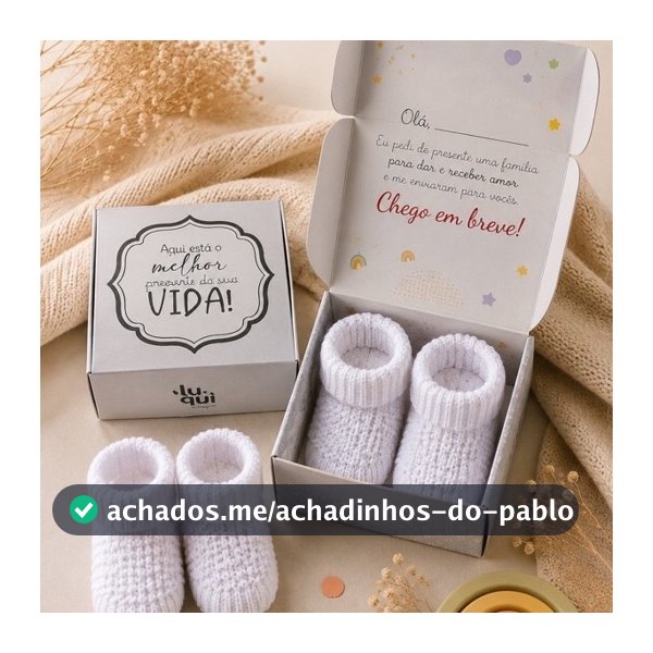 Caixa com Sapatinho de Bebê para anuncio de Gravidez | Meinha de Presente para Revelar Gestação